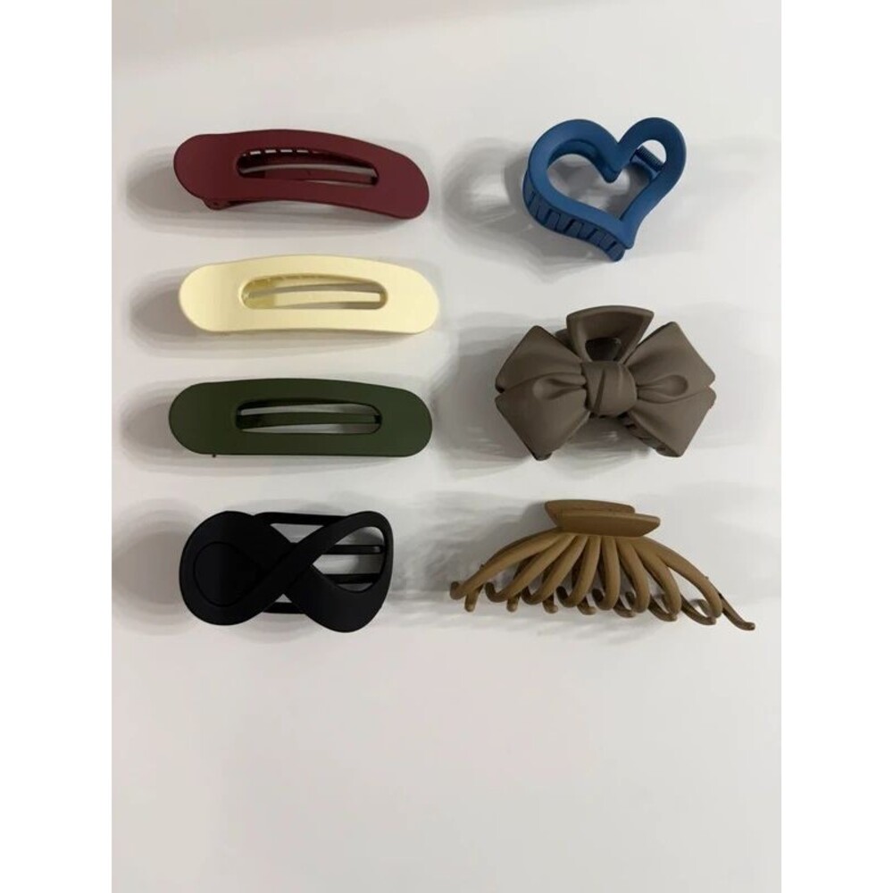 Set of 7 Matte Hair Clips – Neutral Color Claw Clip Bundle
